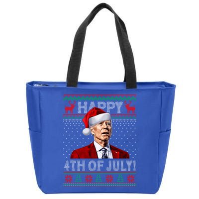 Funny Joe Biden Happy 4th Of July Ugly Christmas Gift Zip Tote Bag