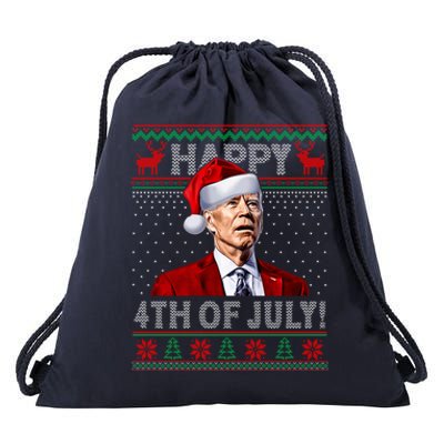 Funny Joe Biden Happy 4th Of July Ugly Christmas Gift Drawstring Bag