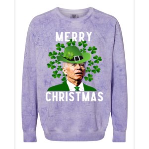 Funny Joe Biden Merry Christmas Confused St Patricks Day Colorblast Crewneck Sweatshirt