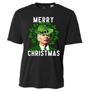 Funny Joe Biden Merry Christmas Confused St Patricks Day Cooling Performance Crew T-Shirt