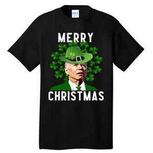 Funny Joe Biden Merry Christmas Confused St Patricks Day Tall T-Shirt