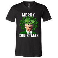 Funny Joe Biden Merry Christmas Confused St Patricks Day V-Neck T-Shirt