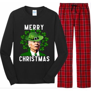 Funny Joe Biden Merry Christmas Confused St Patricks Day Long Sleeve Pajama Set