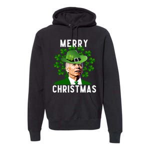 Funny Joe Biden Merry Christmas Confused St Patricks Day Premium Hoodie