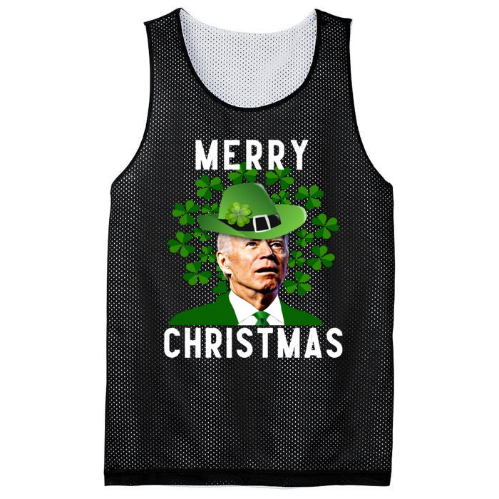 Funny Joe Biden Merry Christmas Confused St Patricks Day Mesh Reversible Basketball Jersey Tank