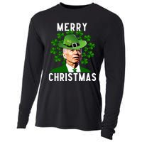 Funny Joe Biden Merry Christmas Confused St Patricks Day Cooling Performance Long Sleeve Crew