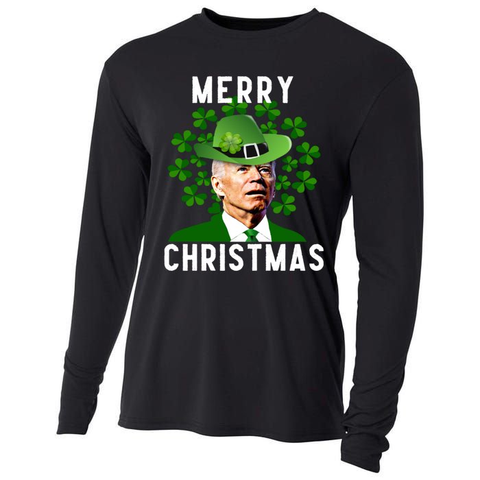 Funny Joe Biden Merry Christmas Confused St Patricks Day Cooling Performance Long Sleeve Crew