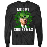 Funny Joe Biden Merry Christmas Confused St Patricks Day Tie-Dye Long Sleeve Shirt