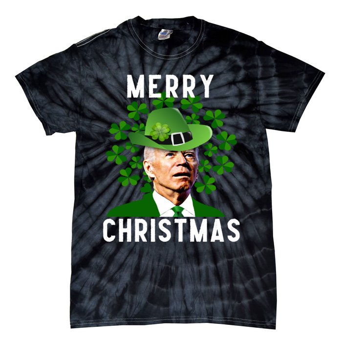 Funny Joe Biden Merry Christmas Confused St Patricks Day Tie-Dye T-Shirt