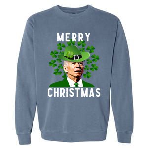 Funny Joe Biden Merry Christmas Confused St Patricks Day Garment-Dyed Sweatshirt