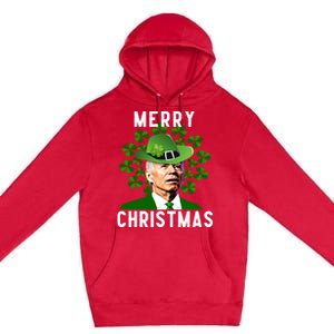 Funny Joe Biden Merry Christmas Confused St Patricks Day Premium Pullover Hoodie