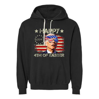 Funny Joe Biden 4th Of July Happy 4th Of Easter Us Flag Garment-Dyed Fleece Hoodie