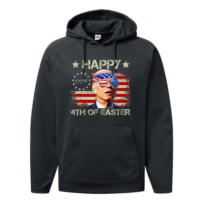 Funny Joe Biden 4th Of July Happy 4th Of Easter Us Flag Performance Fleece Hoodie