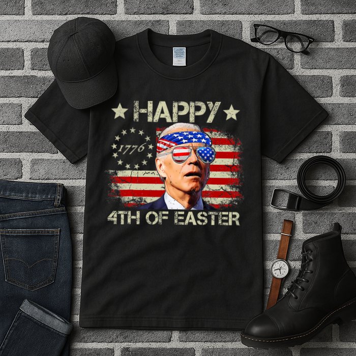 Funny Joe Biden 4th Of July Happy 4th Of Easter Us Flag Tall T-Shirt