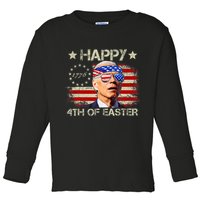 Funny Joe Biden 4th Of July Happy 4th Of Easter Us Flag Toddler Long Sleeve Shirt