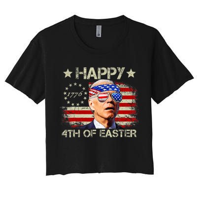 Funny Joe Biden 4th Of July Happy 4th Of Easter Us Flag Crop Top