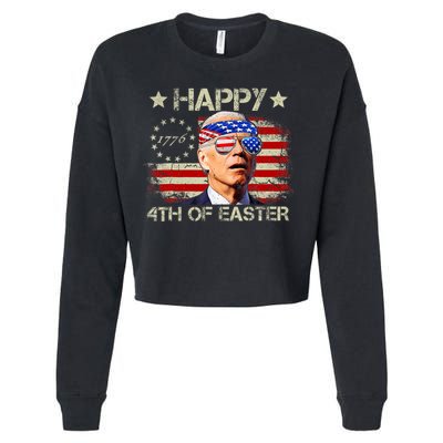 Funny Joe Biden 4th Of July Happy 4th Of Easter Us Flag Cropped Pullover Crew