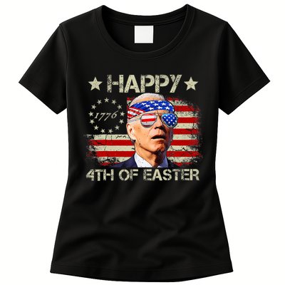 Funny Joe Biden 4th Of July Happy 4th Of Easter Us Flag Womens T-Shirt