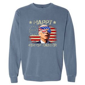 Funny Joe Biden 4th Of July Happy 4th Of Easter Us Flag Garment-Dyed Sweatshirt