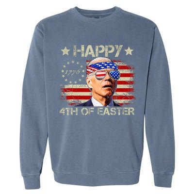 Funny Joe Biden 4th Of July Happy 4th Of Easter Us Flag Garment-Dyed Sweatshirt