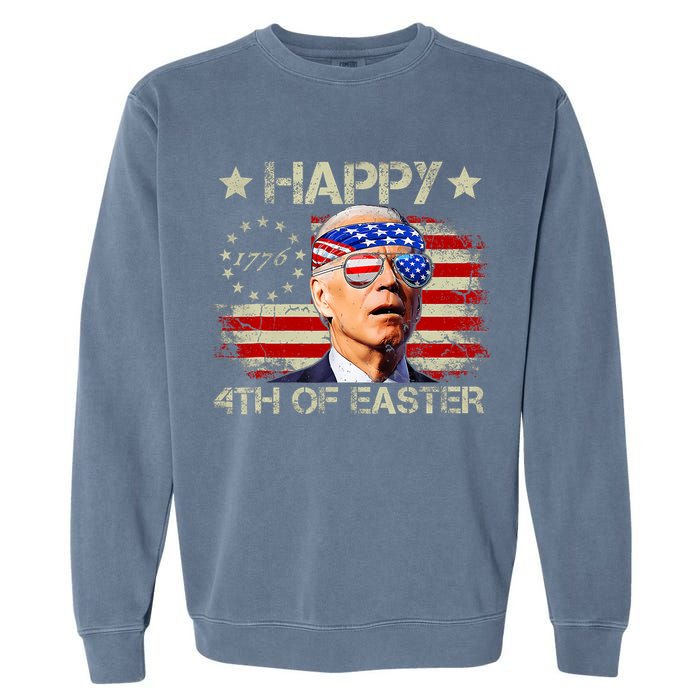 Funny Joe Biden 4th Of July Happy 4th Of Easter Us Flag Garment-Dyed Sweatshirt