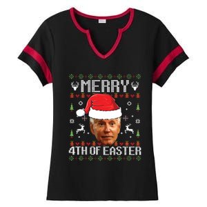 Funny Joe Biden Ugly Christmas Sweater Ladies Halftime Notch Neck Tee