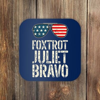 Foxtrot Juliet Bravo Funny Pro America US Flag Sunglasses Coaster