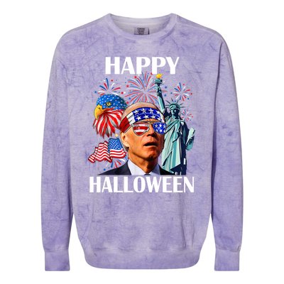 Funny Joe Biden Happy Halloween Confused For 4th Of July Meaningful Gift Colorblast Crewneck Sweatshirt