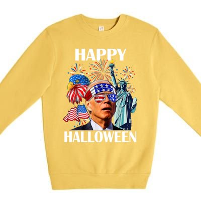 Funny Joe Biden Happy Halloween Confused For 4th Of July Meaningful Gift Premium Crewneck Sweatshirt