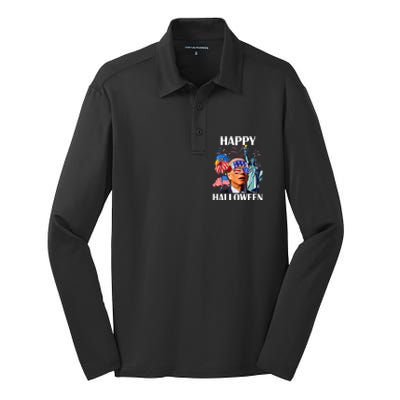 Funny Joe Biden Happy Halloween Confused For 4th Of July Meaningful Gift Silk Touch Performance Long Sleeve Polo