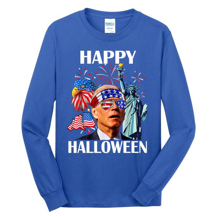 Funny Joe Biden Happy Halloween Confused For 4th Of July Meaningful Gift Tall Long Sleeve T-Shirt