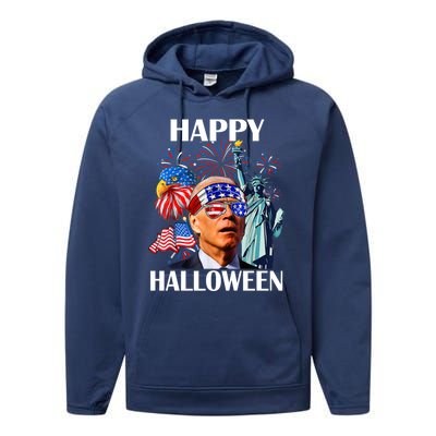 Funny Joe Biden Happy Halloween Confused For 4th Of July Meaningful Gift Performance Fleece Hoodie