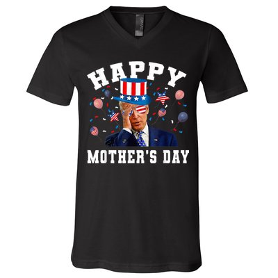 Funny Joe Biden Happy 4th Of July Confused Mother's Day V-Neck T-Shirt