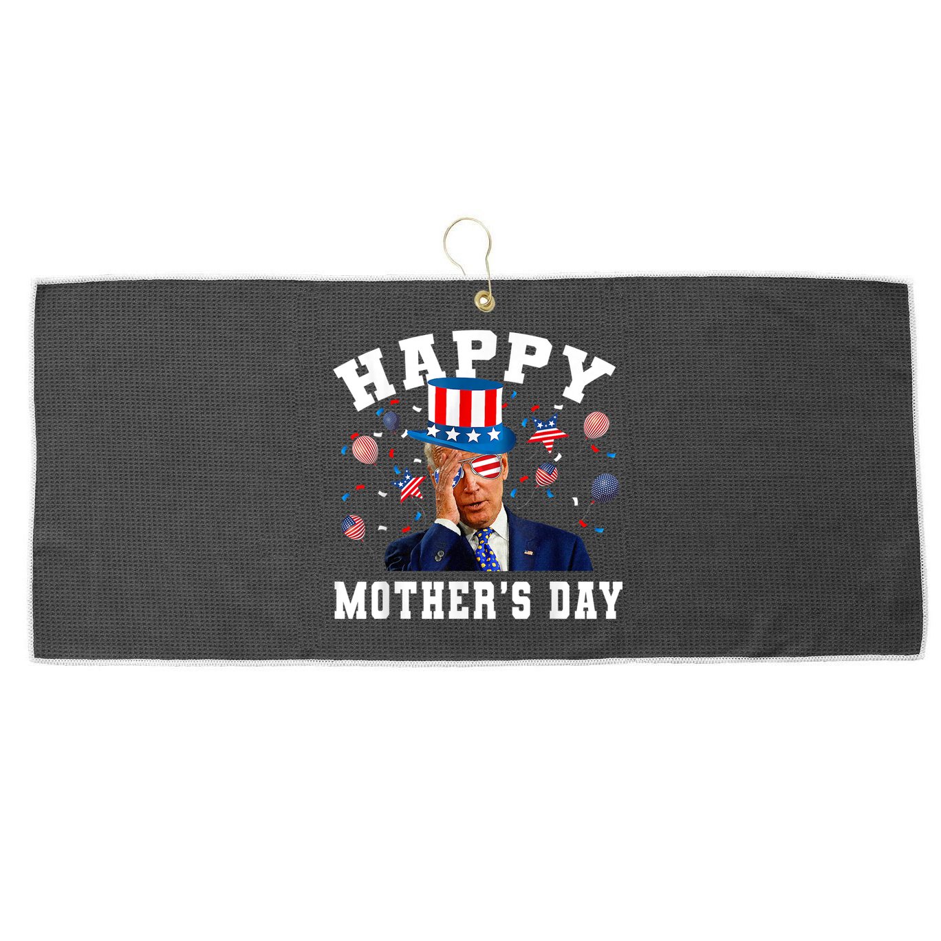 Funny Joe Biden Happy 4th Of July Confused Mother's Day Large Microfiber Waffle Golf Towel