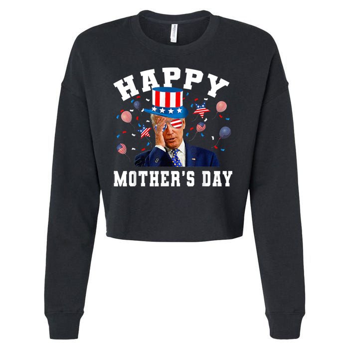 Funny Joe Biden Happy 4th Of July Confused Mother's Day Cropped Pullover Crew