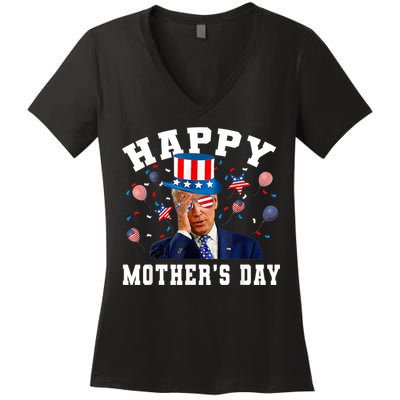 Funny Joe Biden Happy 4th Of July Confused Mother's Day Women's V-Neck T-Shirt