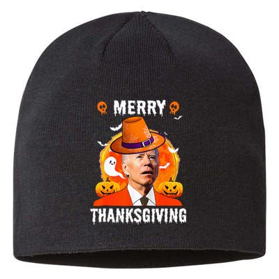 Funny Joe Biden Confused Merry Thanksgiving For Halloween Sustainable Beanie