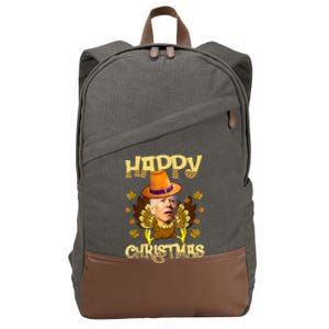 Funny Joe Biden Santa Turkey Merry Thanksgiving Christmas Cotton Canvas Backpack