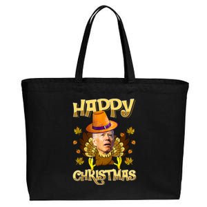 Funny Joe Biden Santa Turkey Merry Thanksgiving Christmas Cotton Canvas Jumbo Tote