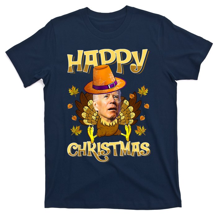 Funny Joe Biden Santa Turkey Merry Thanksgiving Christmas T-Shirt