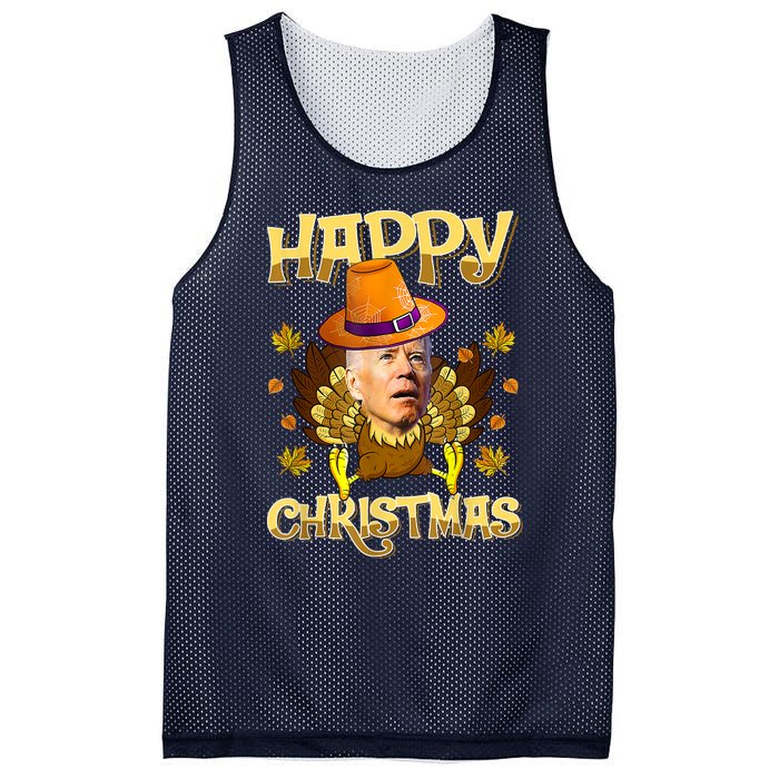 Funny Joe Biden Santa Turkey Merry Thanksgiving Christmas Mesh Reversible Basketball Jersey Tank