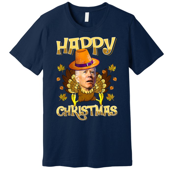 Funny Joe Biden Santa Turkey Merry Thanksgiving Christmas Premium T-Shirt