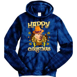 Funny Joe Biden Santa Turkey Merry Thanksgiving Christmas Tie Dye Hoodie