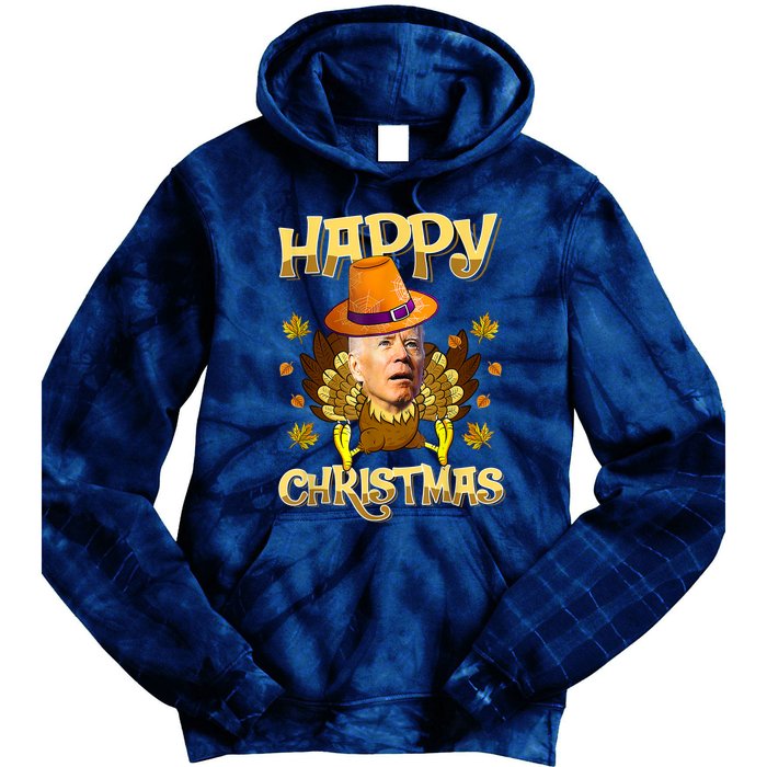 Funny Joe Biden Santa Turkey Merry Thanksgiving Christmas Tie Dye Hoodie