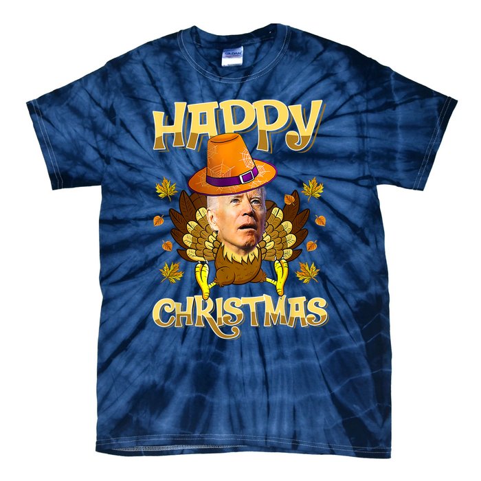 Funny Joe Biden Santa Turkey Merry Thanksgiving Christmas Tie-Dye T-Shirt