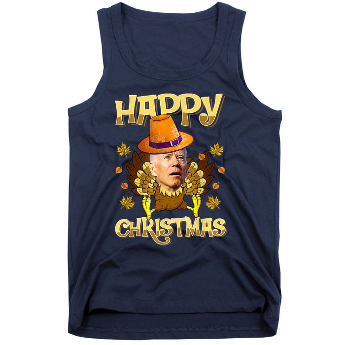 Funny Joe Biden Santa Turkey Merry Thanksgiving Christmas Tank Top