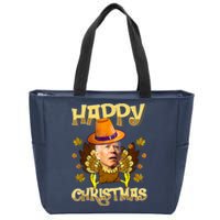 Funny Joe Biden Santa Turkey Merry Thanksgiving Christmas Zip Tote Bag