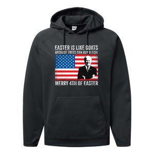 Funny Joe Biden Merry 4th Of Easter Design Fourth Of July Performance Fleece Hoodie