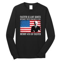 Funny Joe Biden Merry 4th Of Easter Design Fourth Of July Long Sleeve Shirt