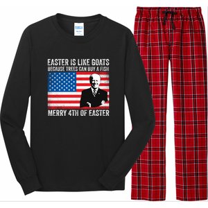 Funny Joe Biden Merry 4th Of Easter Design Fourth Of July Long Sleeve Pajama Set